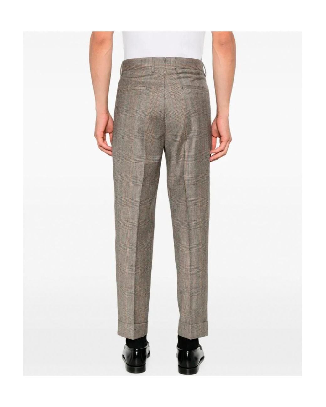 Berwich Gray Check-Pattern Pleated Trousers for men