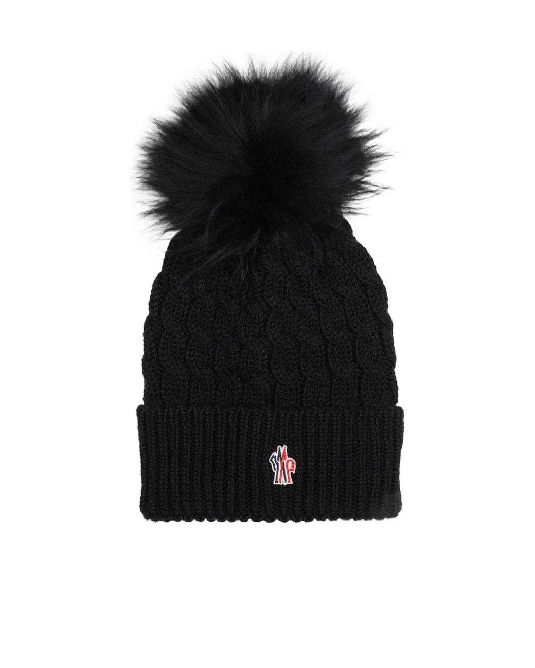 Moncler Black Grenoble Logo Detailed Knitted Beanie