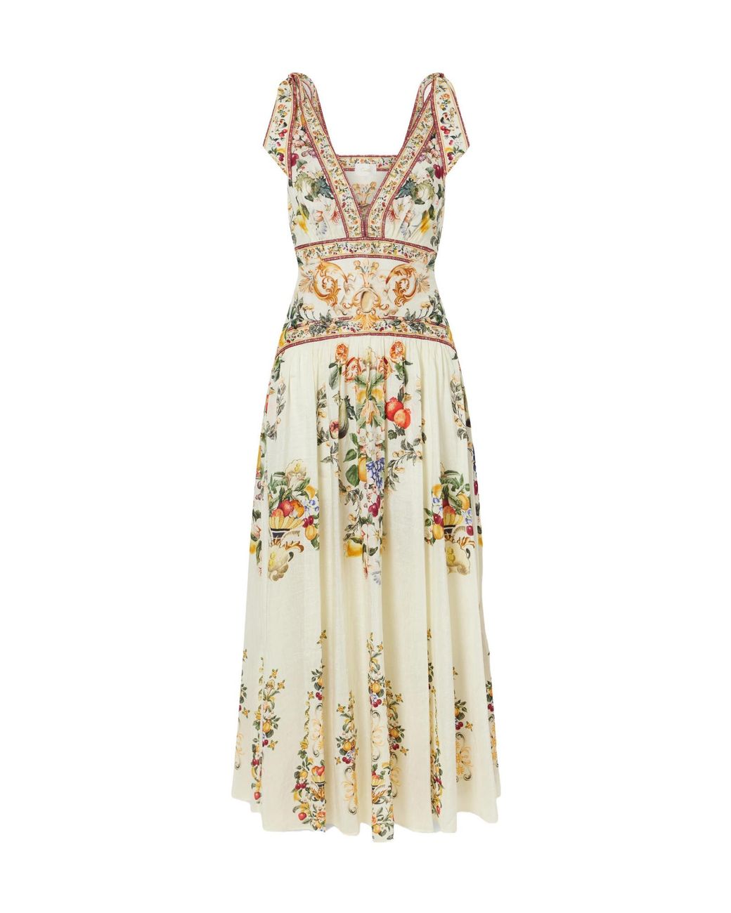 Camilla Metallic Printed Embellished Linen And Silk-Blend Maxi Dress