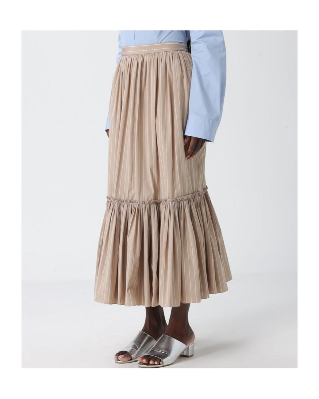 Jil Sander Blue Lightweight Striped Skirt