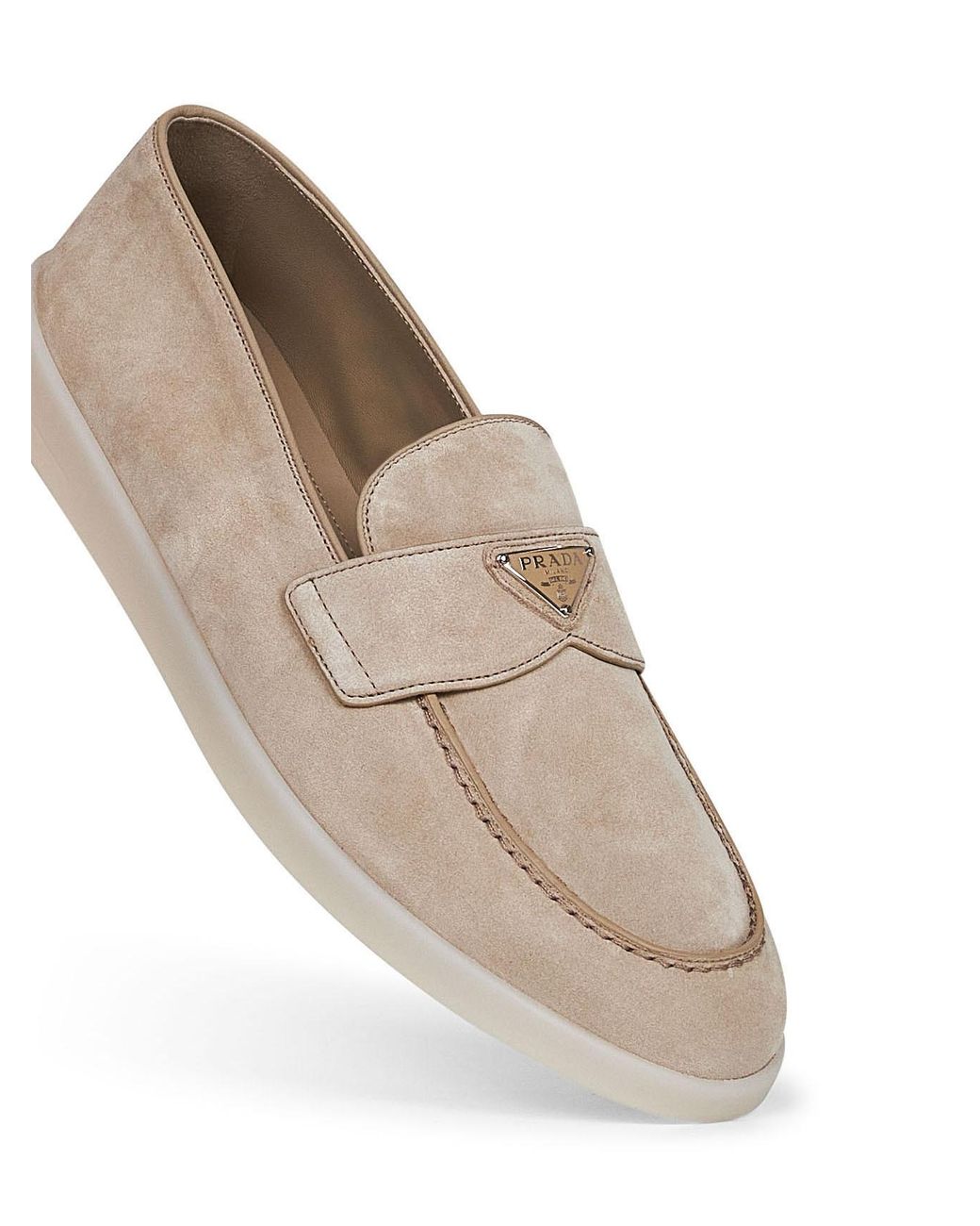 Prada Multicolor Logo Plaque Almond Toe Loafers for men