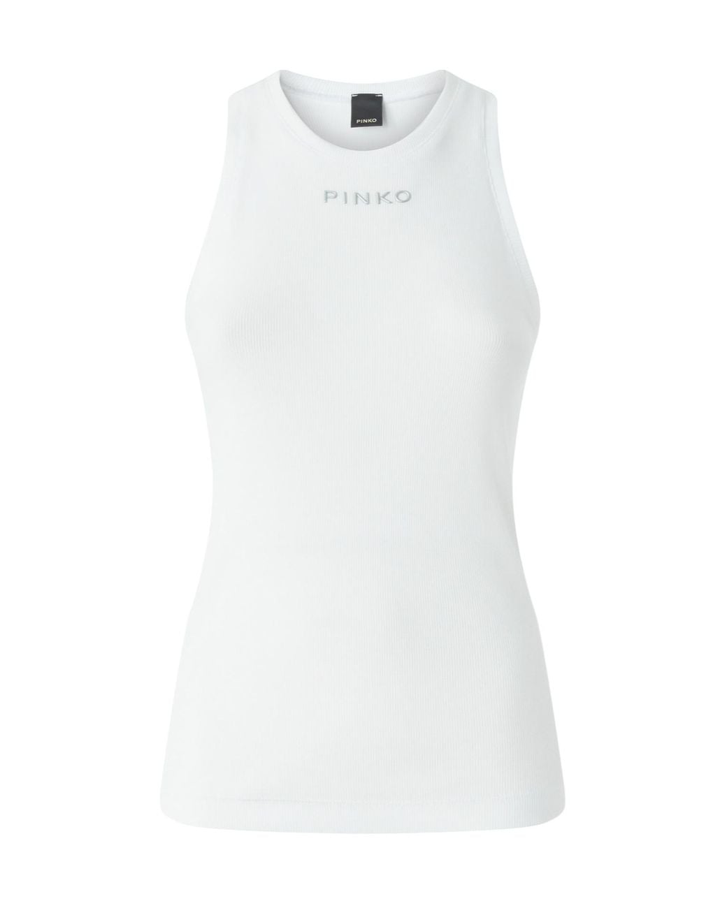 Pinko White Logo Printed Tank Top