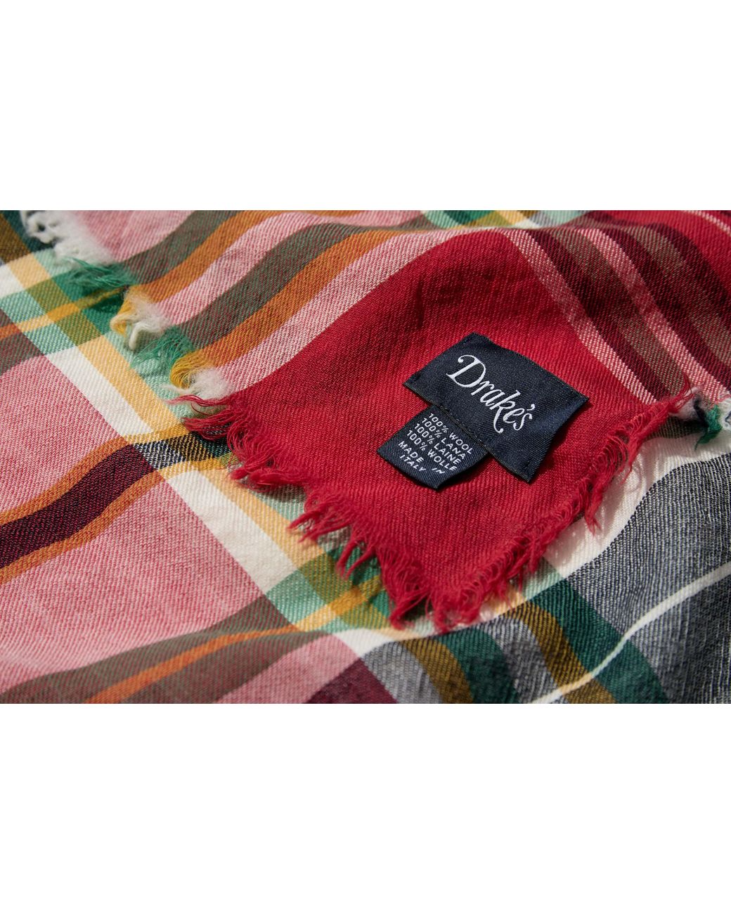 Drake's Red Plaid Scarf for men