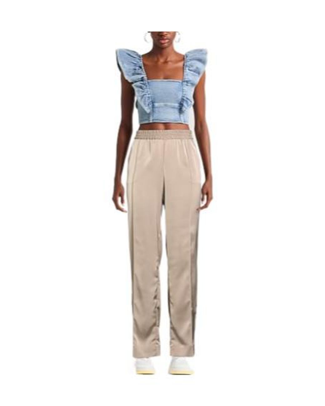 MAX&Co. Natural High-Waisted Straight-Leg Long Pants