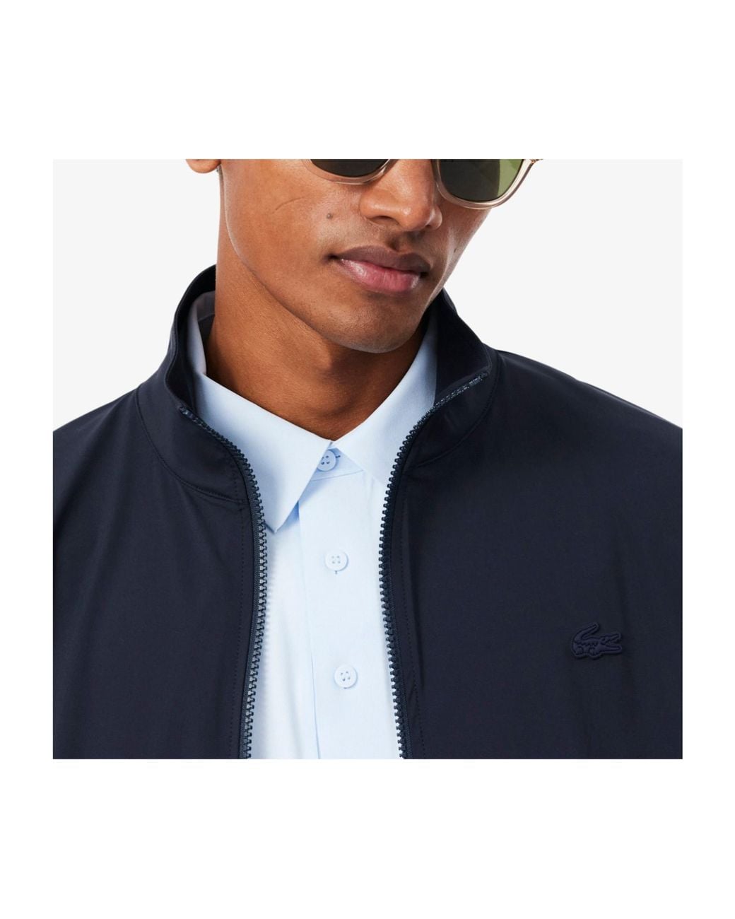 Lacoste Blue Logo-Patch Zip-Up Jacket for men