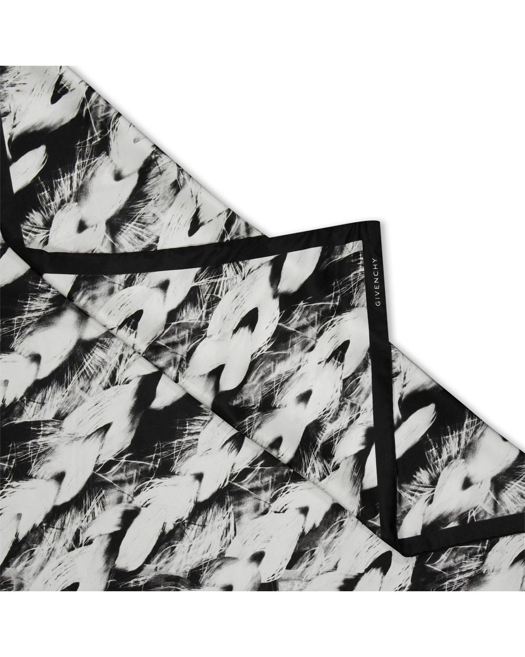 Givenchy Black Feather-Printed Square Scarf