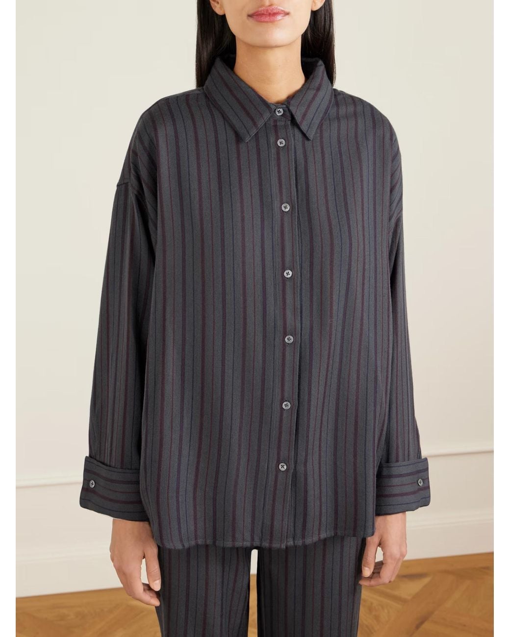 The Elder Statesman Blue Striped Wool And Cashmere Blend Twill Shirt