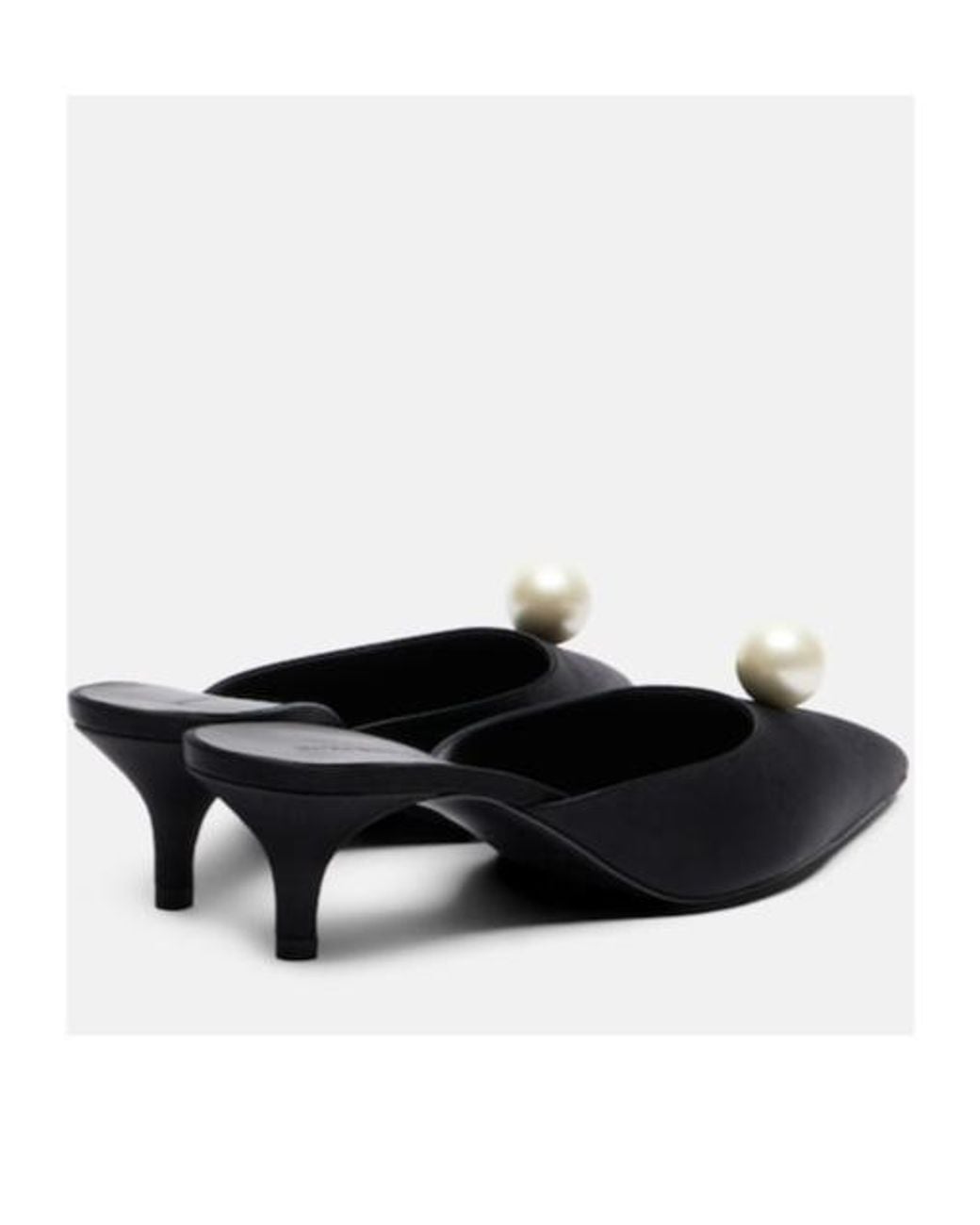 Magda Butrym Black Faux Pearl Satin Mules