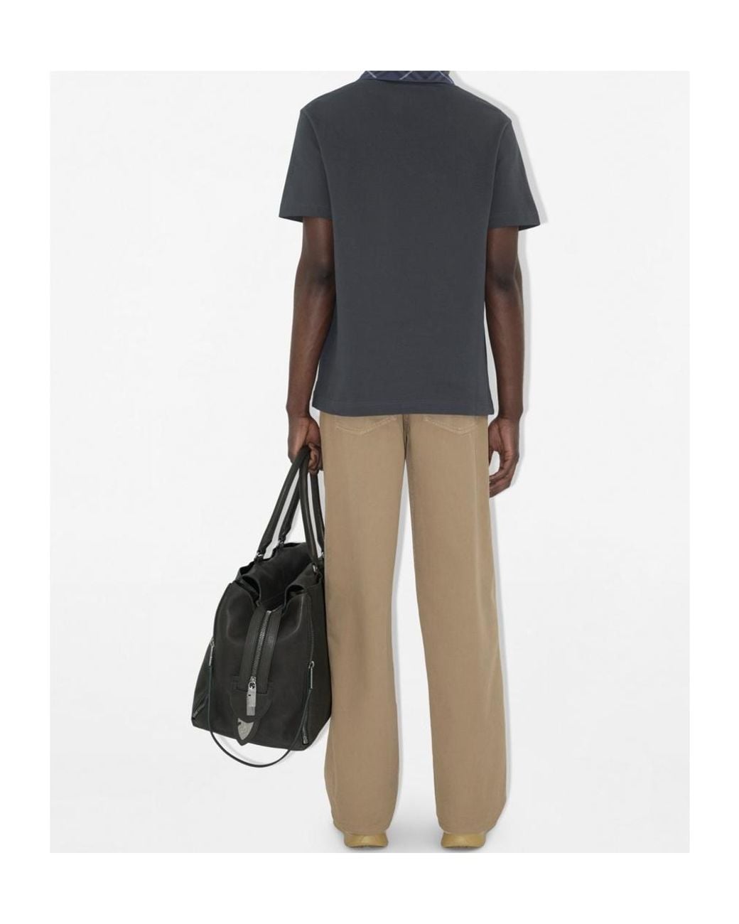 Burberry Blue Check Printed Short Sleeved Polo Shirt for men