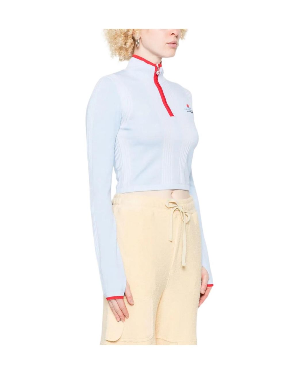 Casablanca Blue Ribbed Zip-Up Sweatshirt