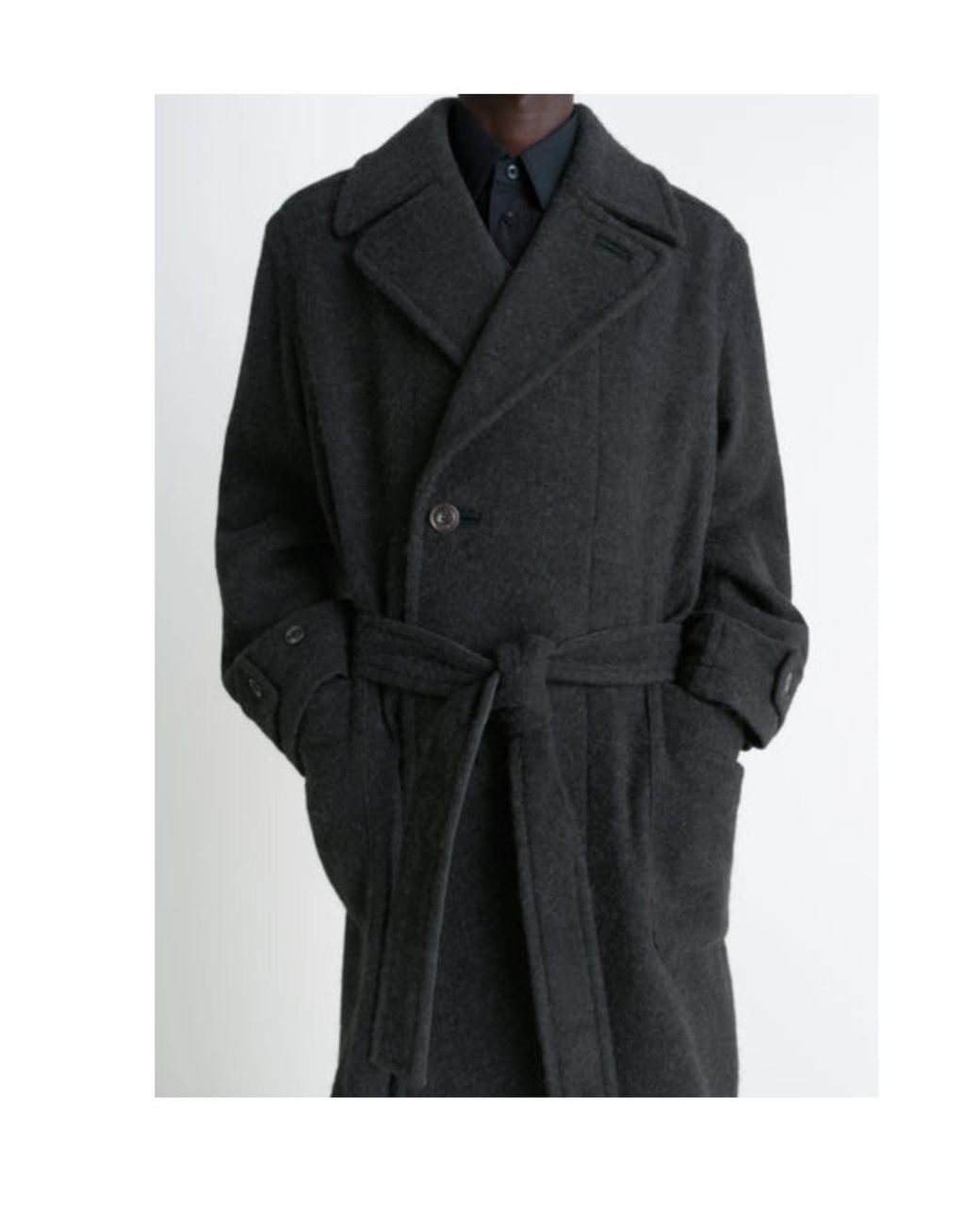 Lemaire Black Straight Hem Belted Coat for men