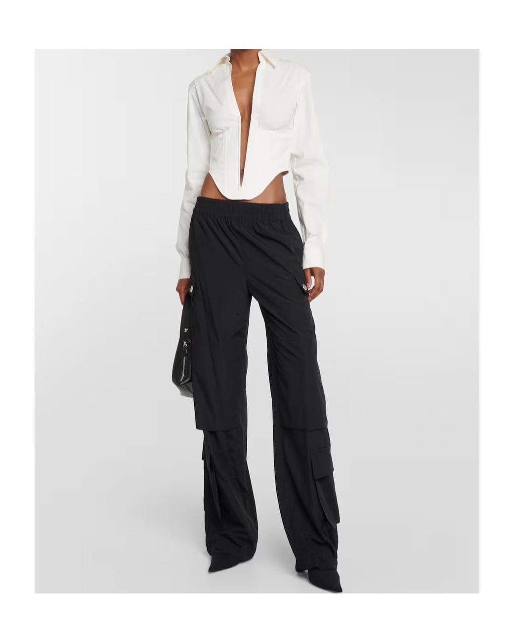 Dion Lee White V-Neck Zip-Up Hoodie