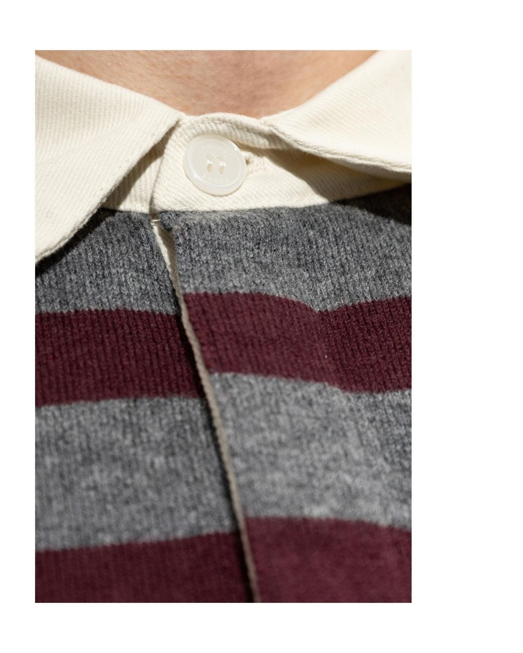 FRAME Purple Striped Long Sleeve Knitted Polo for men