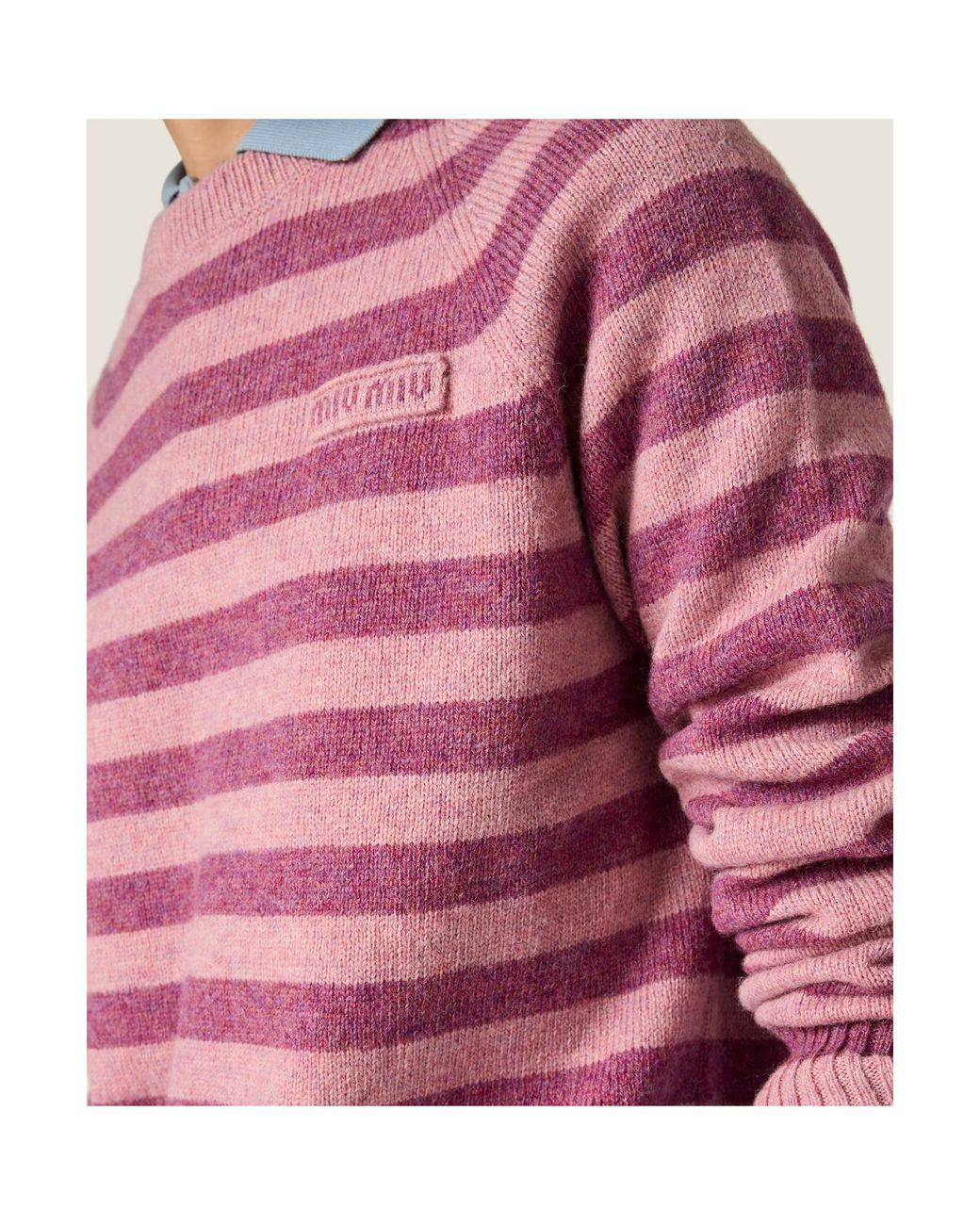 Miu Miu Pink Wool Crew-Neck Sweater