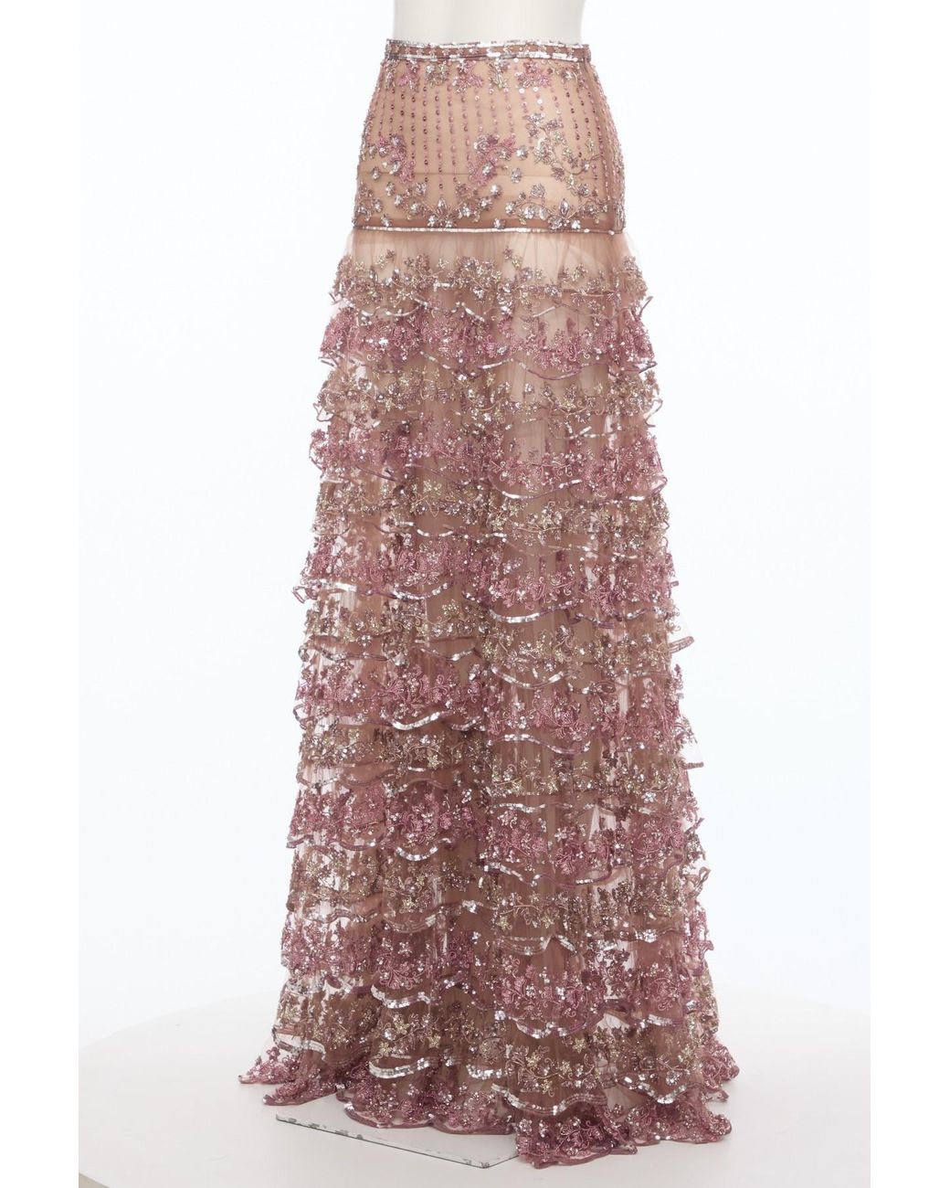 Valentino Pink Sequined Midi Skirt