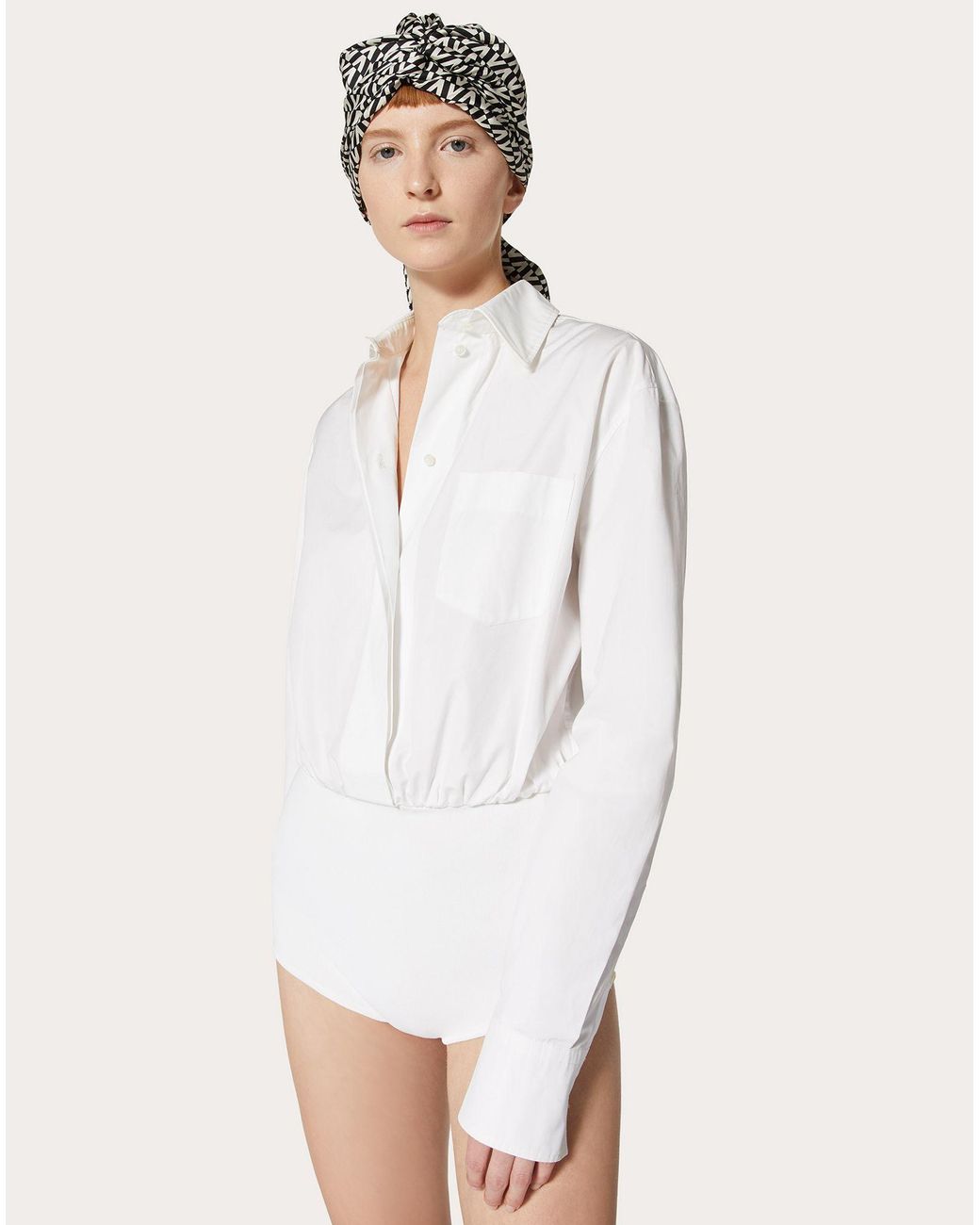 Valentino White Buttoned Shirt Playsuit