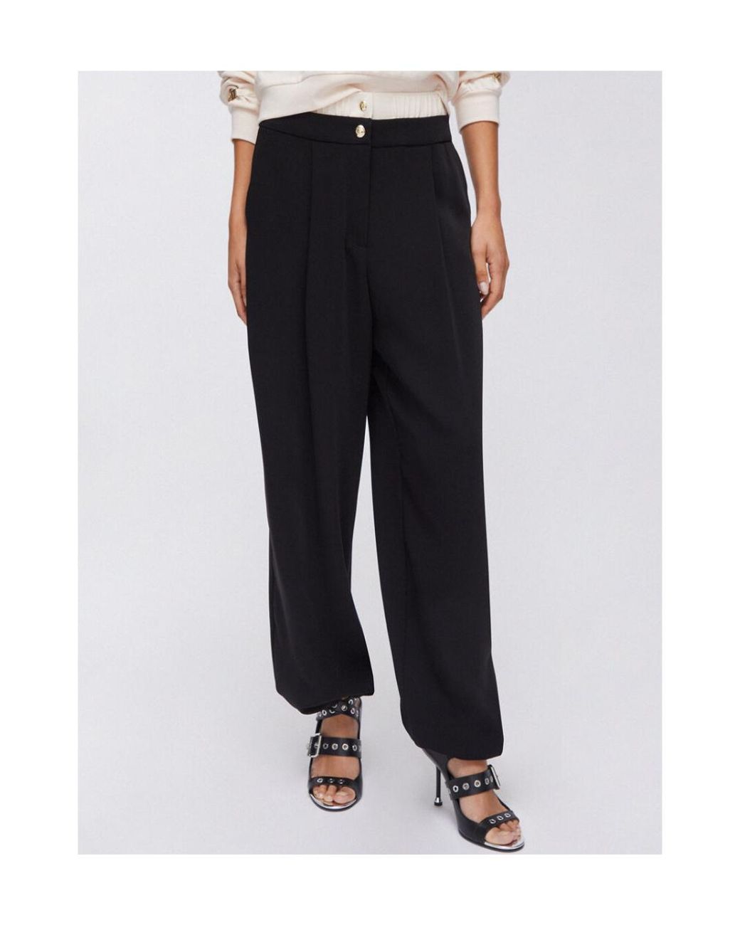 Liu Jo Black Double-Waistband Trousers