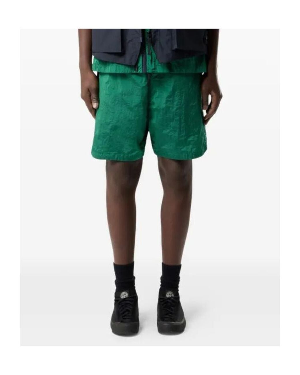 Stone Island Green Logo Patch Bermuda Shorts for men