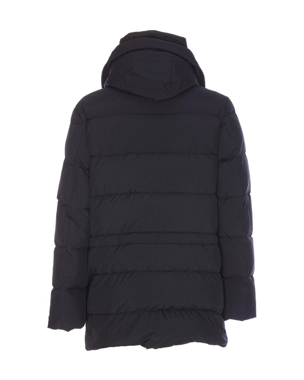 Moorer Blue Davide-Stp Padded Hooded Drawstring Jacket for men