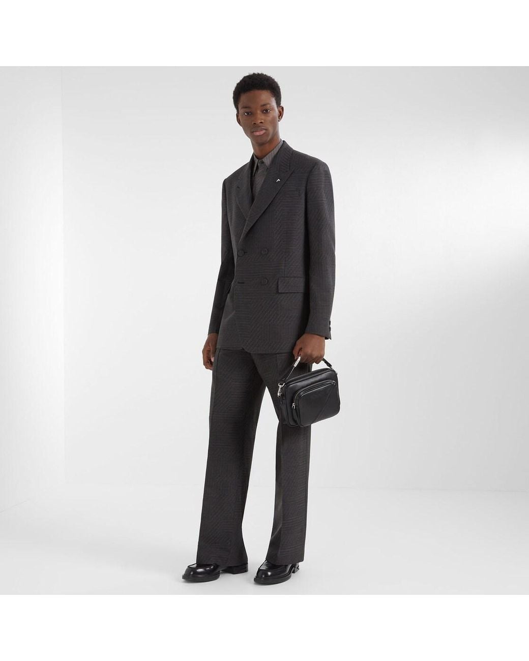 Fendi Black Shadow Diagonal Duo Camera Messenger Bag for men