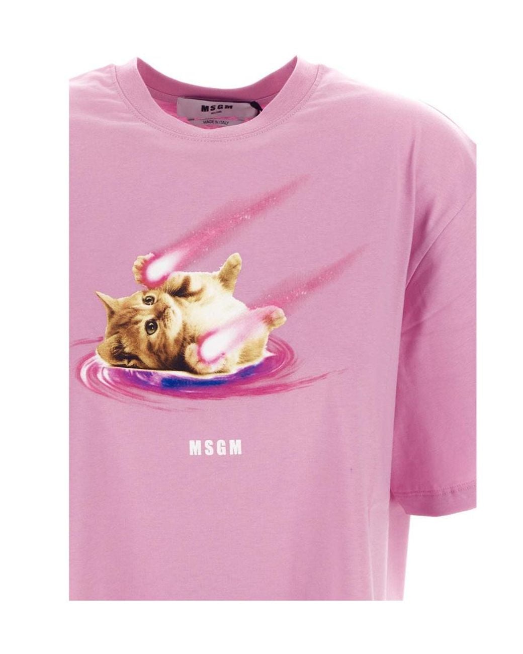 MSGM Pink Graphic Printed Crewneck T-Shirt