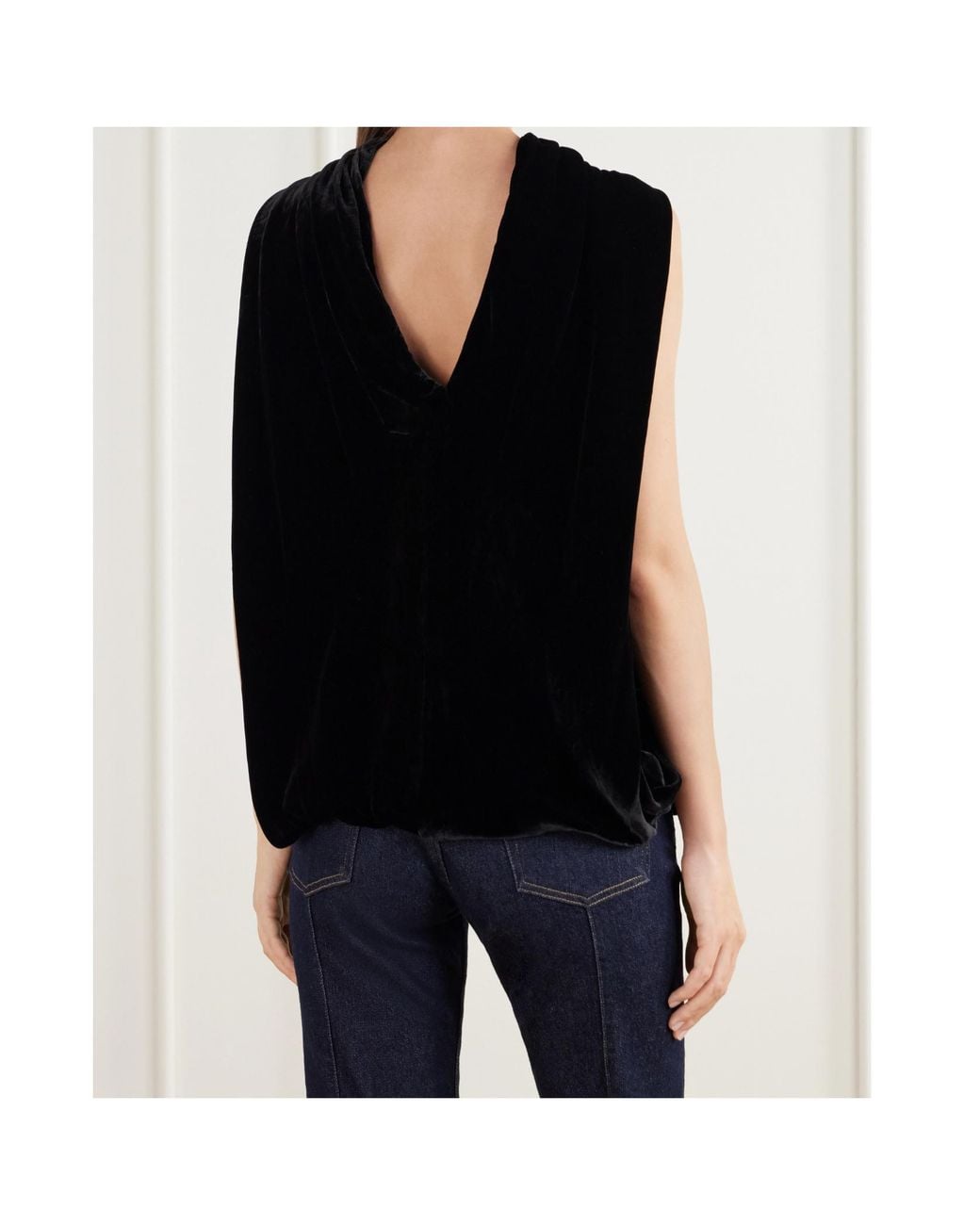 Jonathan Simkhai Black Scarlett Velvet Top