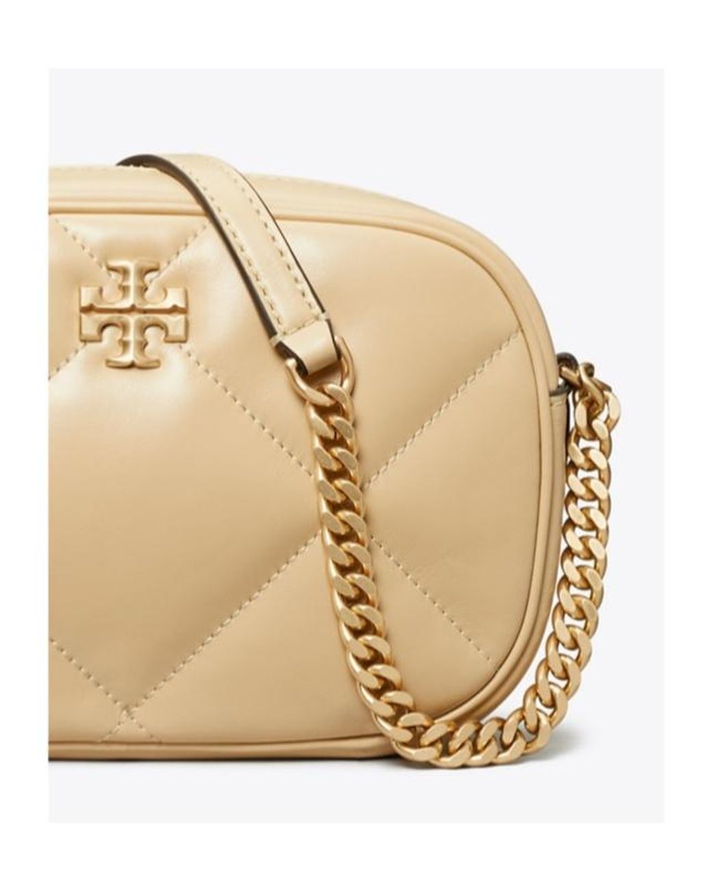 Tory Burch Natural Kira Diamond Quilt Camera Crossbody Bag