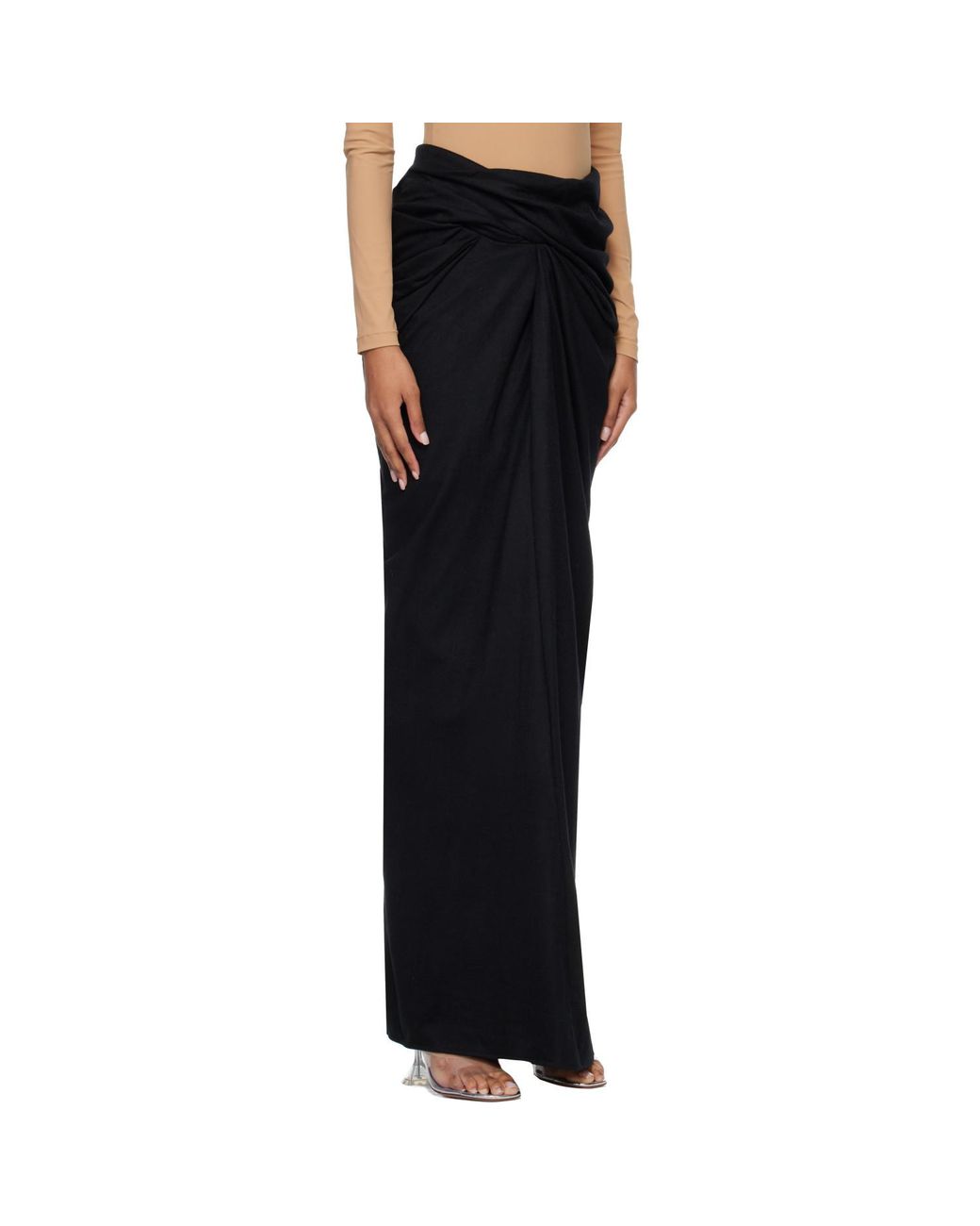 Entire studios Black Pleated Slit Skirt