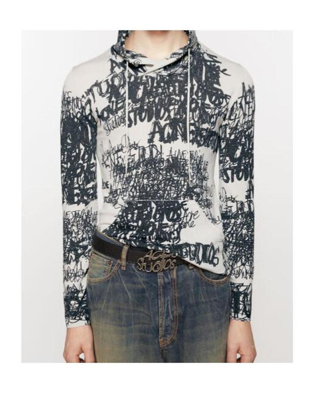 Acne Gray Logo-Print Hoodie for men