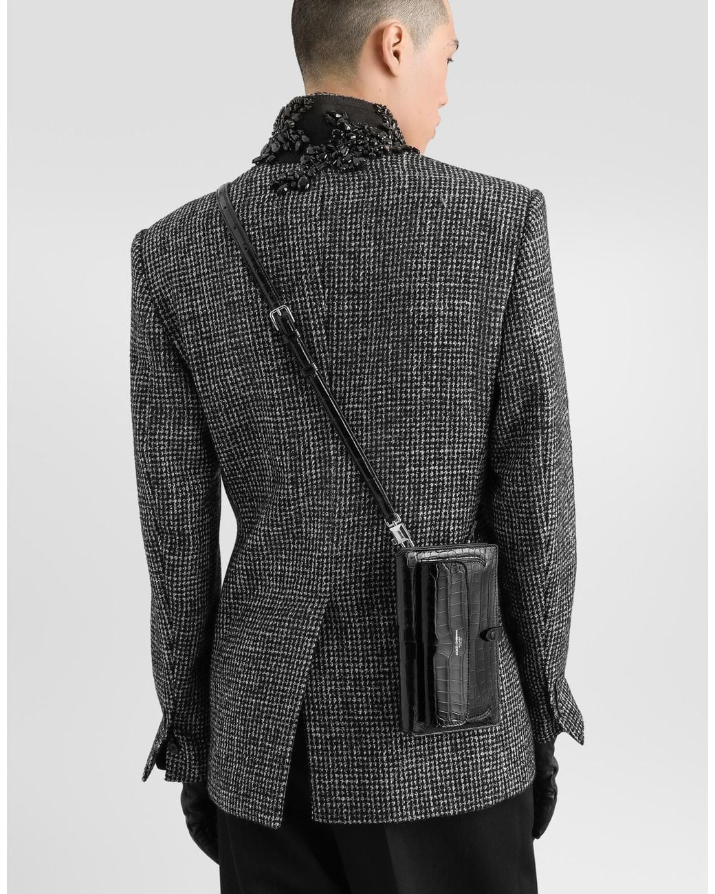 Dolce & Gabbana Black Embossed Mini Crossbody Bag for men