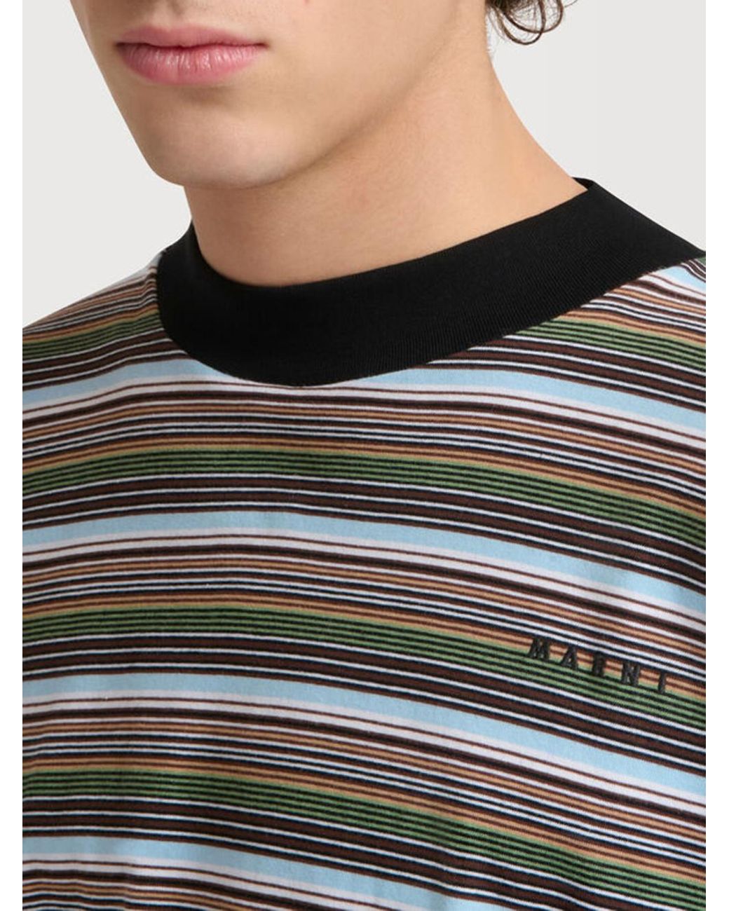 Marni Gray Striped Long-Sleeved T-Shirt for men