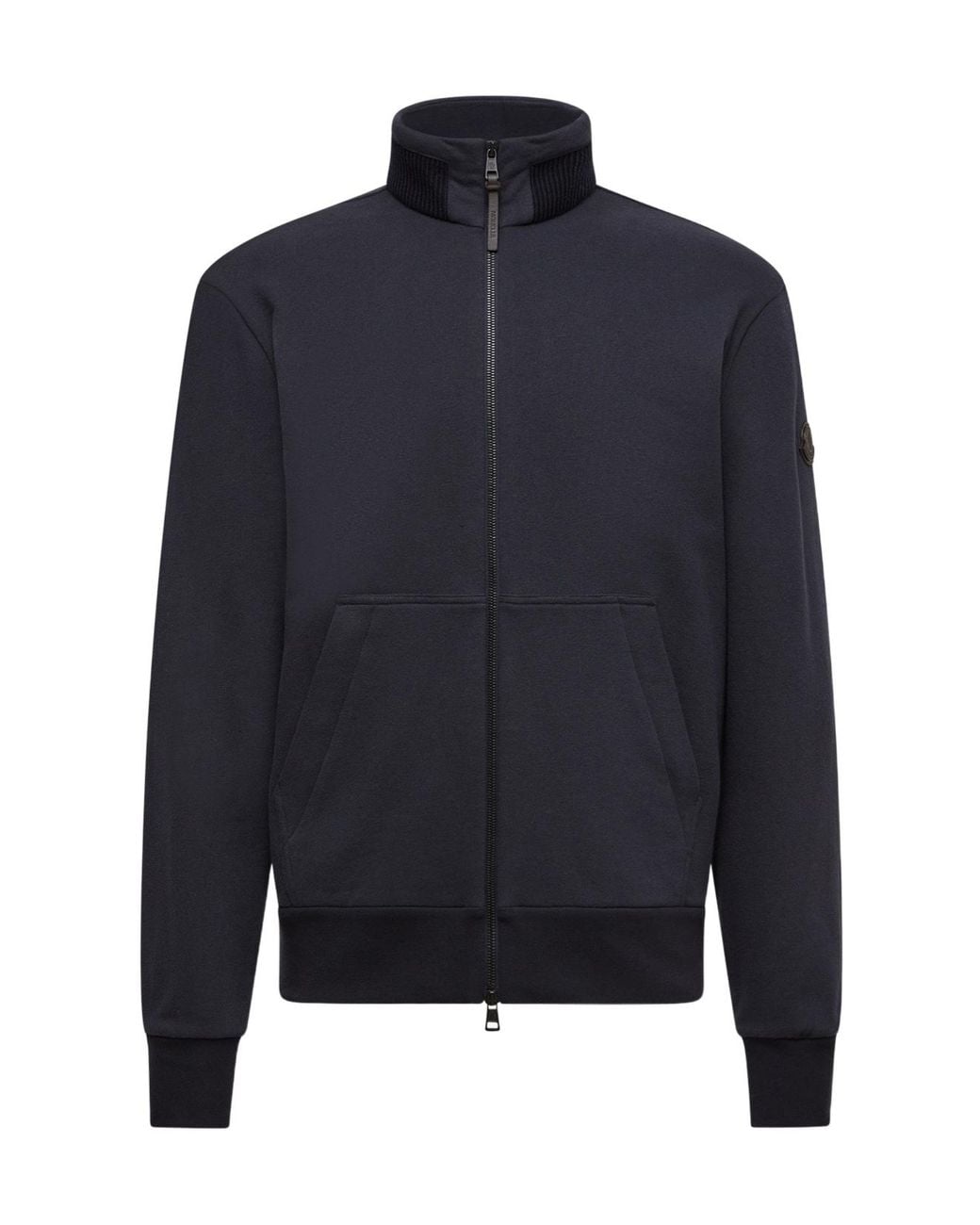 Moncler Blue Cotton Cashmere Zip-Up Sweatshirt for men