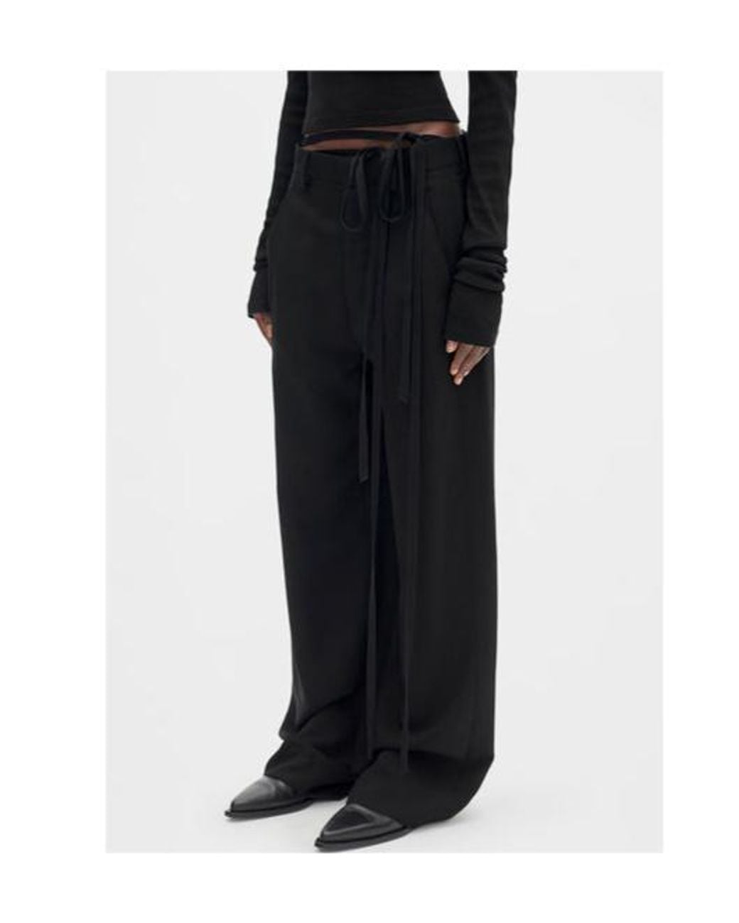 Ann Demeulemeester Black Drawstring Wide-Leg Pants