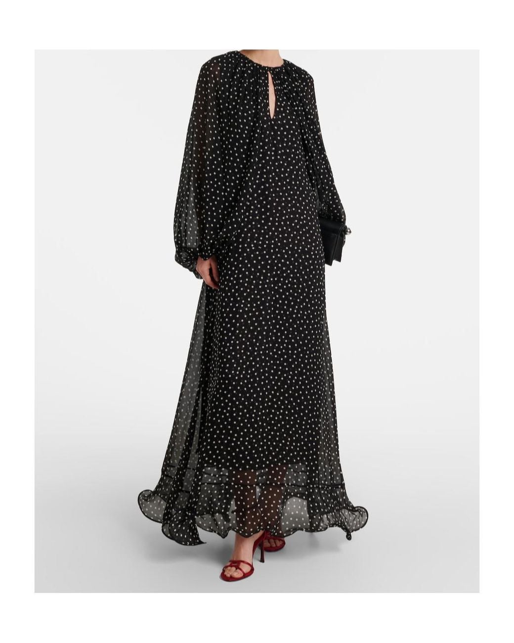 Dorothee Schumacher Black Dancing Dots Polka-Dot Maxi Dress