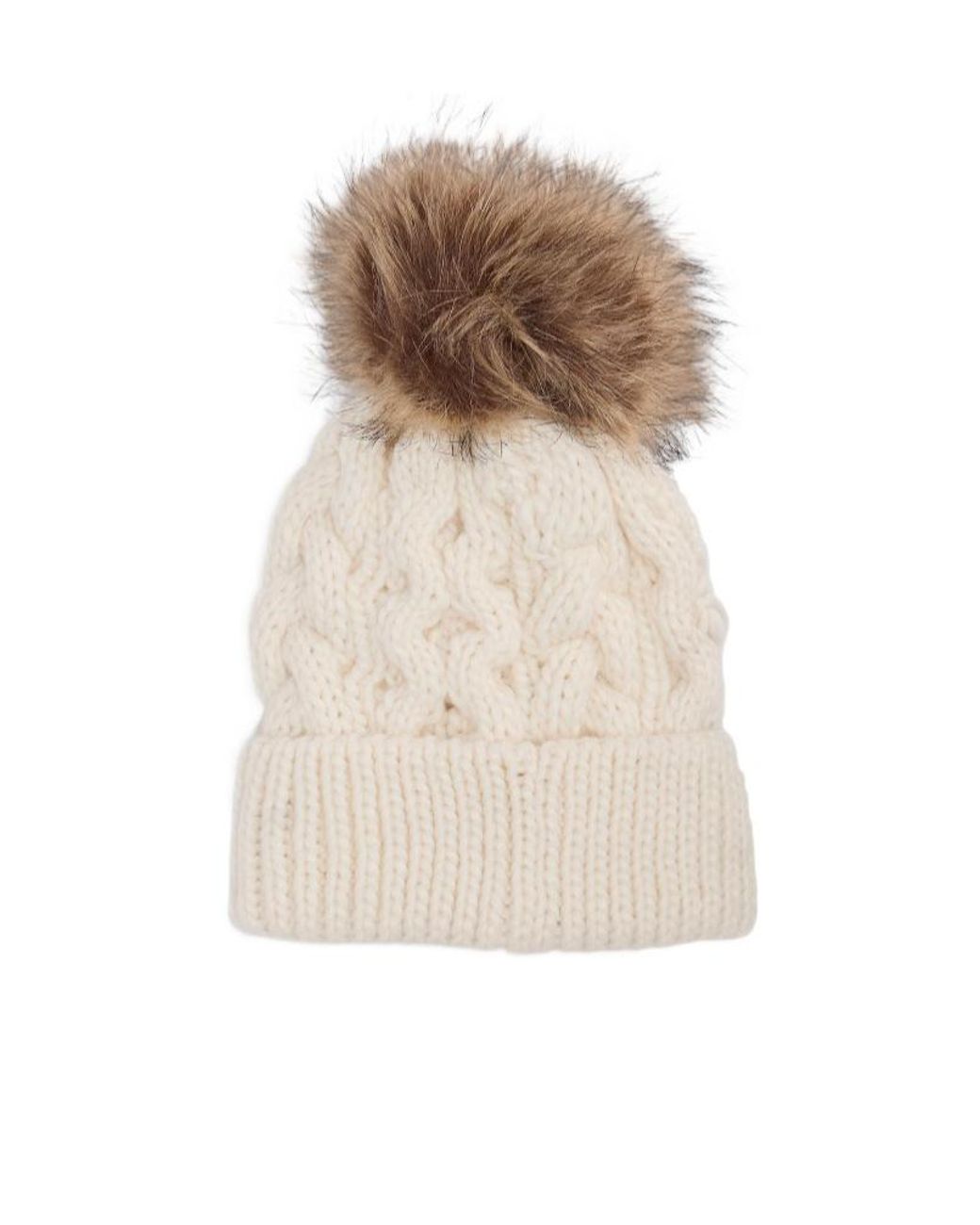 Barbour White Cable-Knit Scarf And Beanie Hat Set