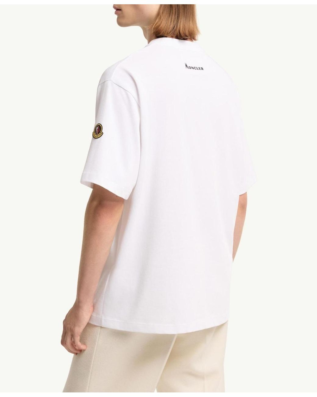 Moncler White K2 Print Short Sleeve Cotton Jersey T-Shirt for men