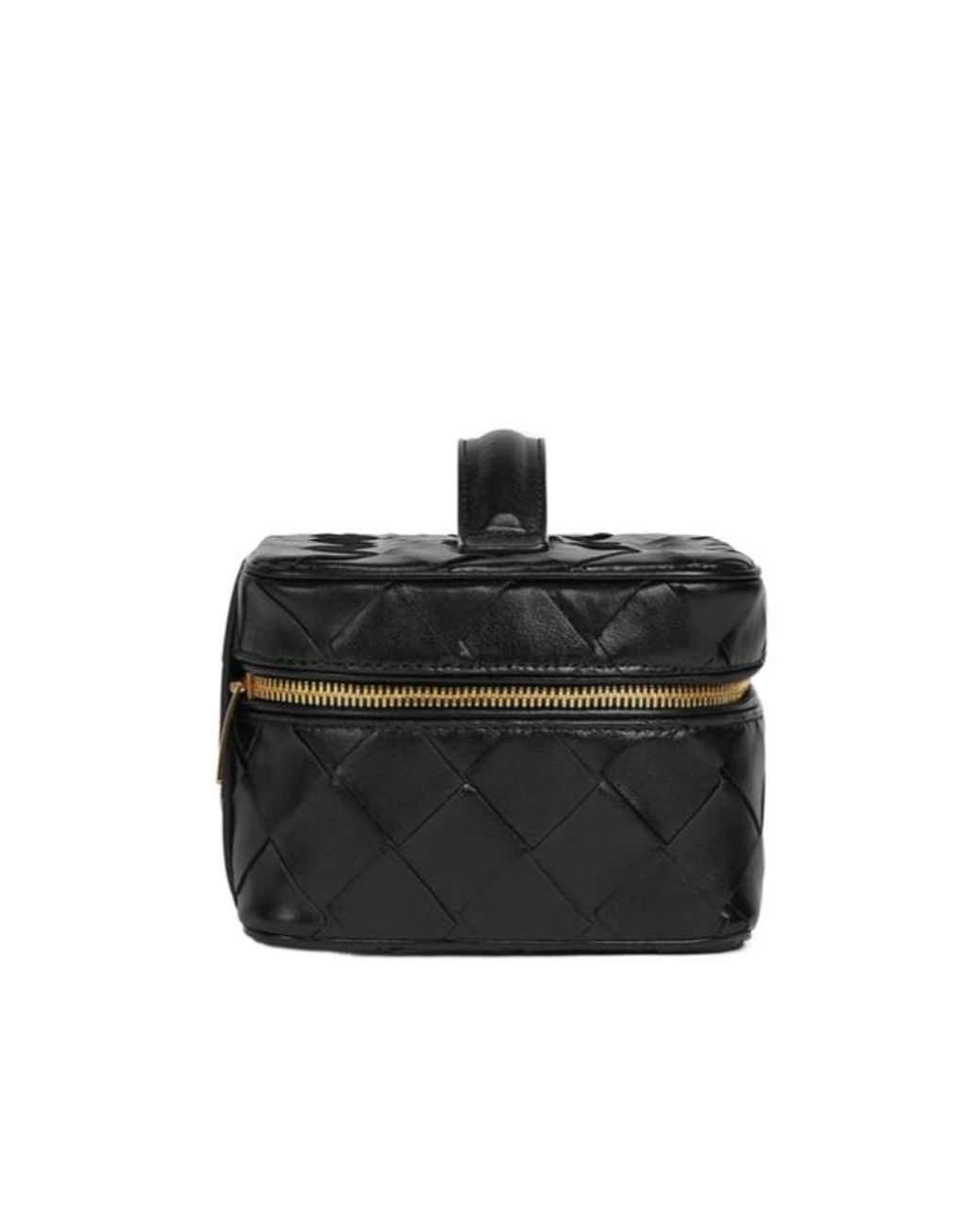Bottega Veneta Black Intrecciato East West Zipped Vanity Case