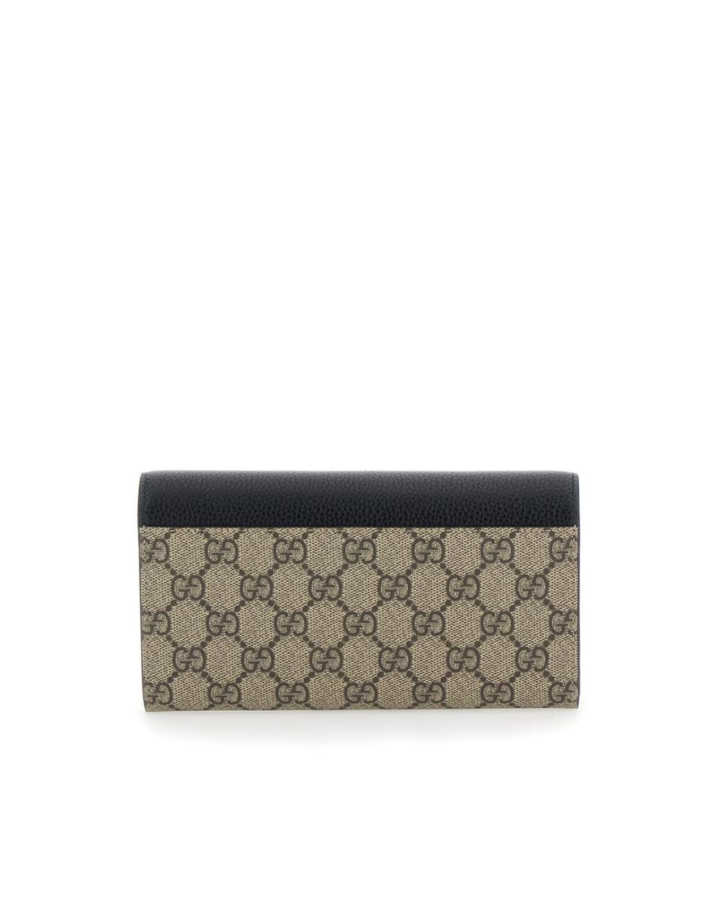 Gucci Black Bi-Color Gg Marmont Continental Wallet