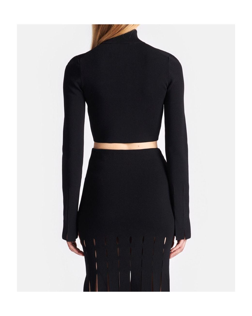Nanushka Black Izan Fringed Zip-Up Cardigan
