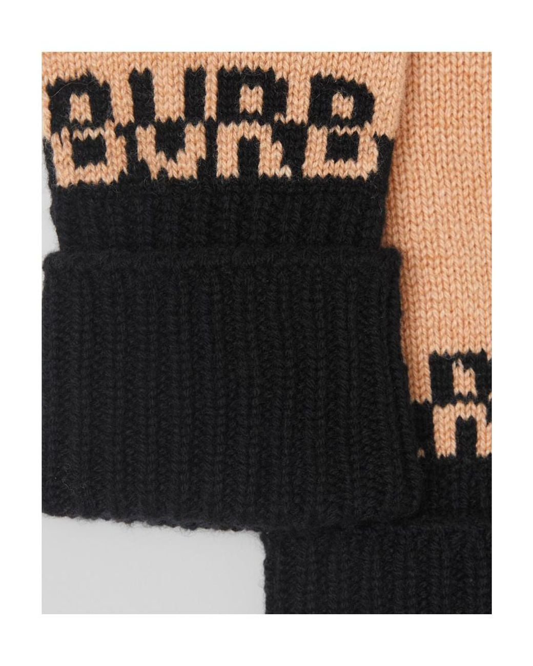 Burberry White Intarsia-Knit Logo Gloves for men