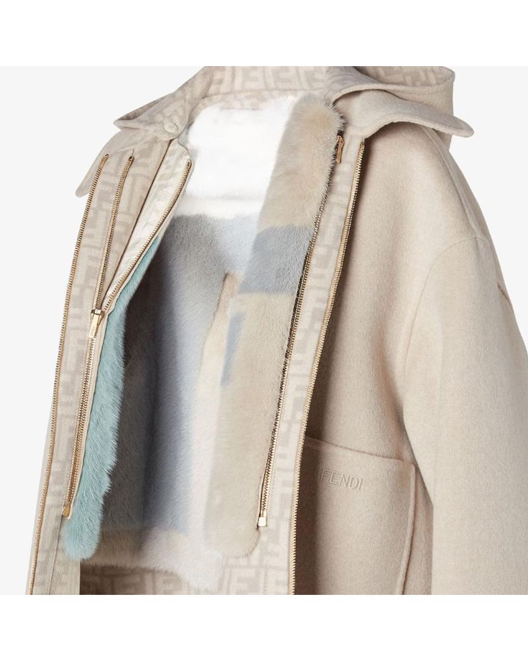 Fendi Natural Wool Double Fabric And Mink Blouson