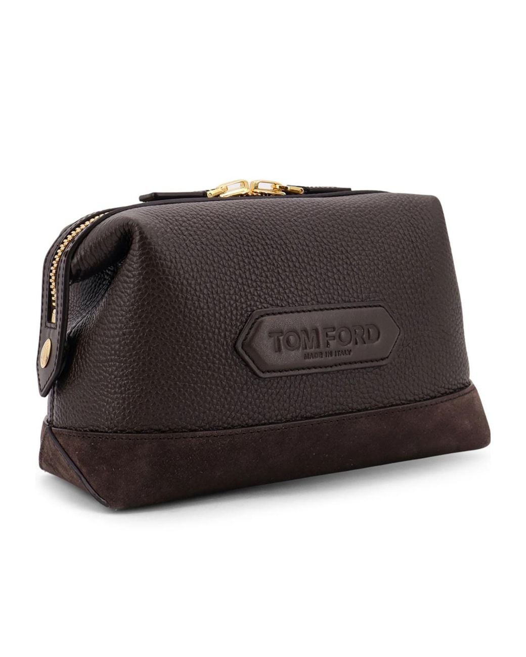 Tom Ford Black Logo-Patch Zipped Clutch Bag for men