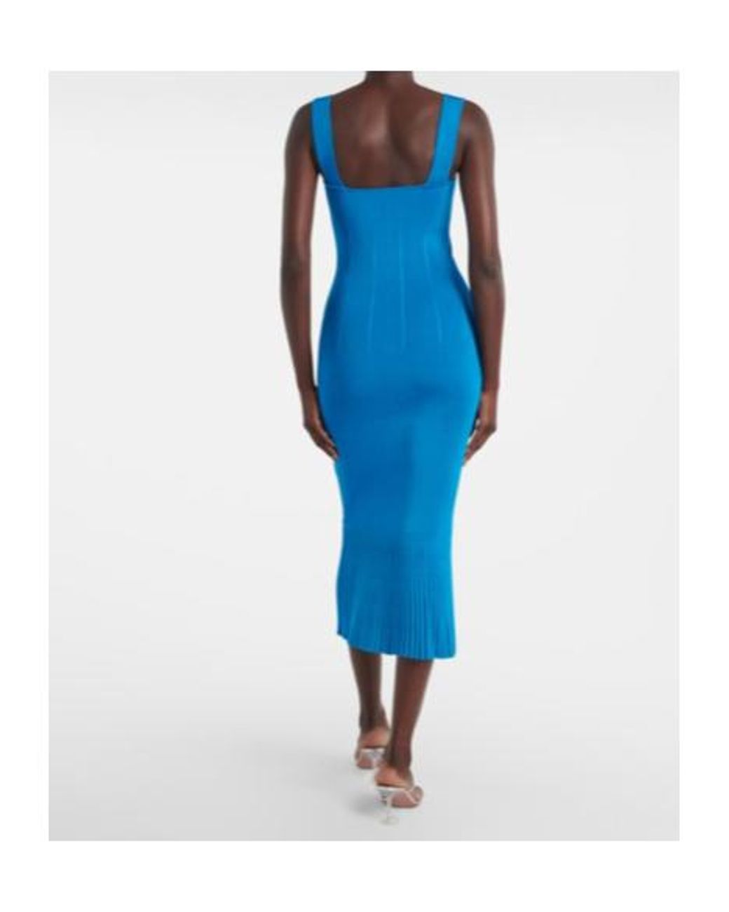 Galvan Blue Atalanta Ribbed-Knit Cocktail Dress