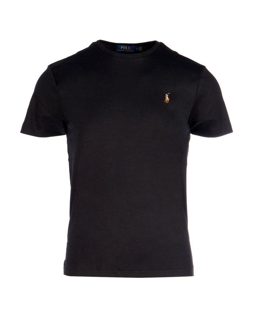 Polo Ralph Lauren Black Logo Embroidered Crewneck T-Shirt for men