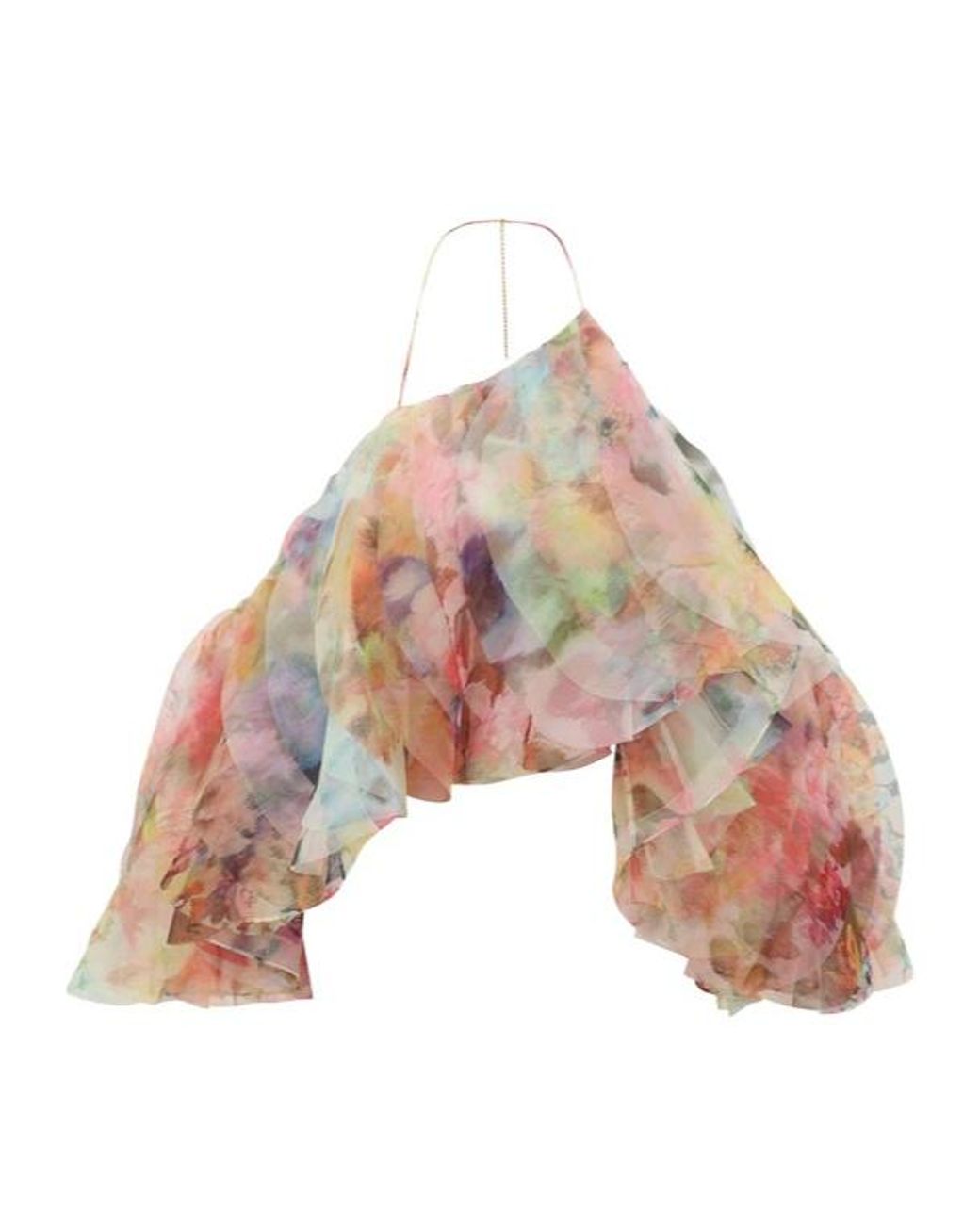 Zimmermann Multicolor Luna Ruffled Off-Shoulder Top
