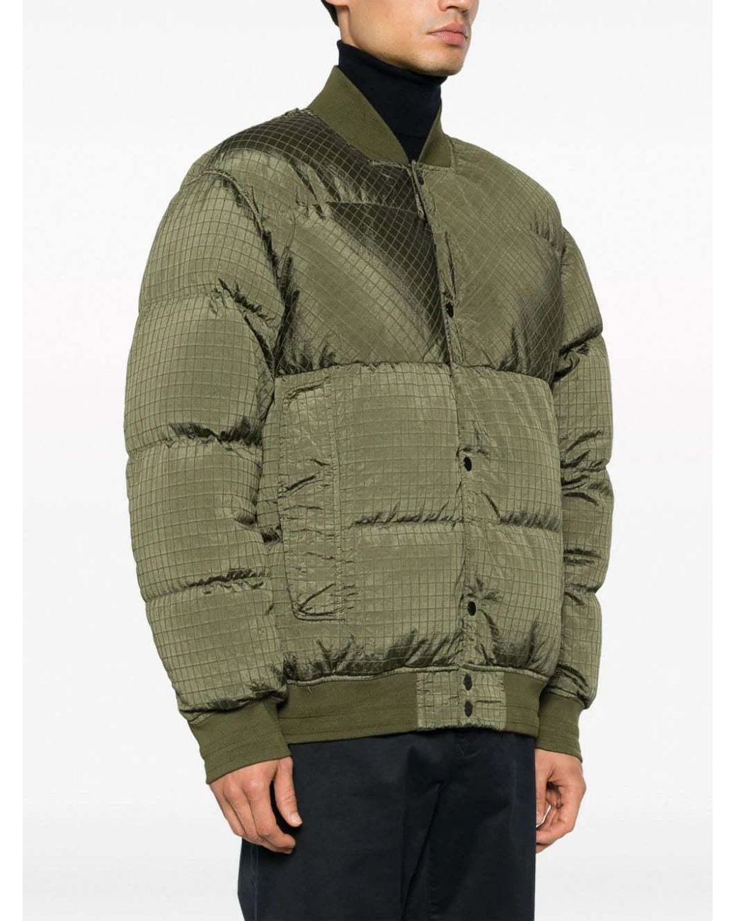 Stone Island Green Logo-Patch Buttoned Jacket for men