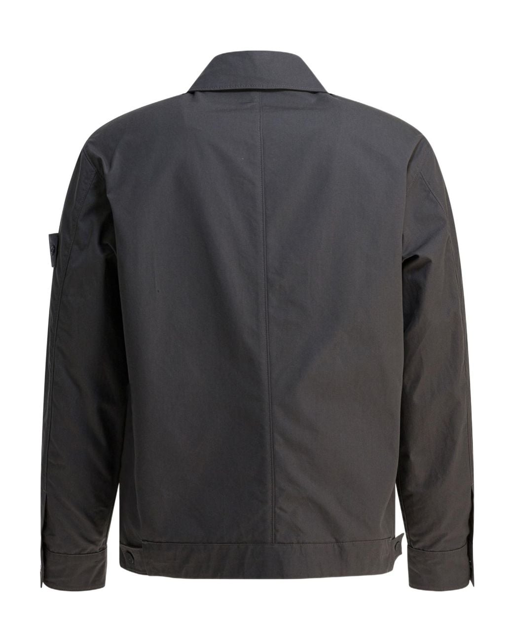 Stone Island Gray Logo Patch Zip-Up Jacket for men