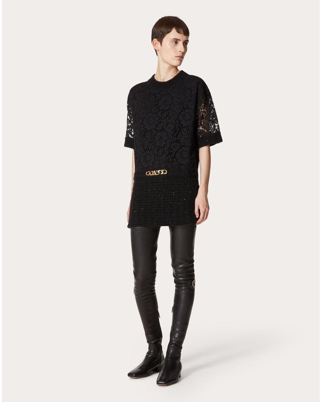 Valentino Black Vlogo Chain Short Dress