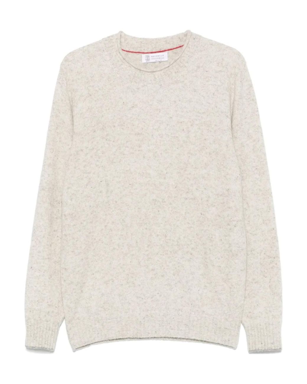 Brunello Cucinelli White Crewneck Knitted Jumper for men