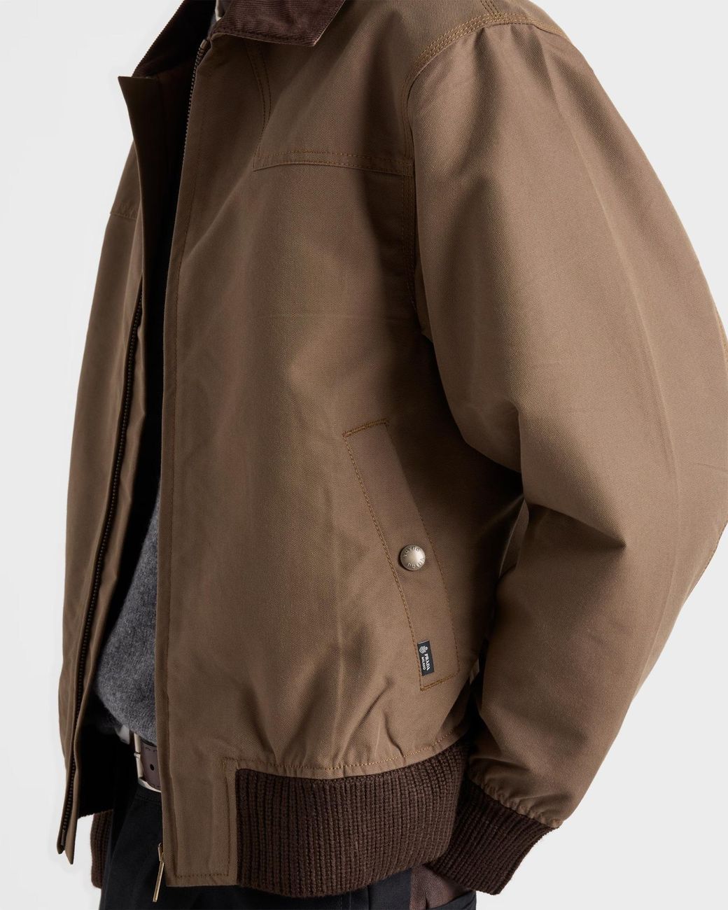 Prada Brown Ribbed Hem Blouson Jacket for men